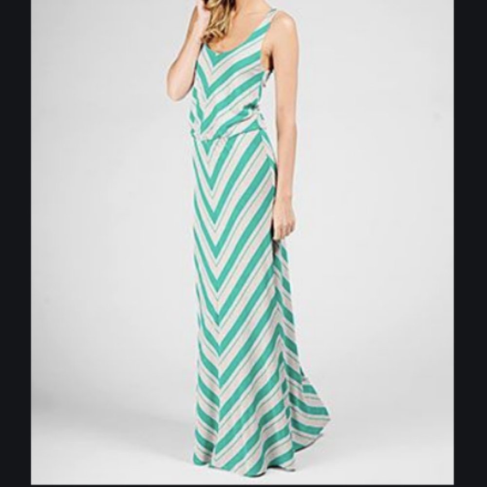 Ella moss turquoise stripe maxi dress
